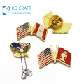 Free sample custom made metal soft hard enamel gold silver plated american usa flag lapel pin with different size